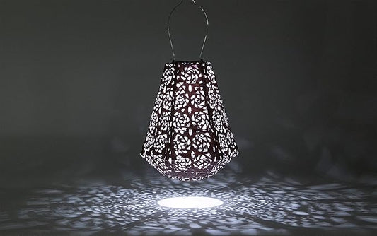 Allsop Soji Stella Prism Solar Lantern, 11" LED Outdoor Light, Handmade with Weather-Resistant UV Treated Fabric, Stainless Steel Hardware, Auto Sensor on/Off, for Patio, Deck, Garden