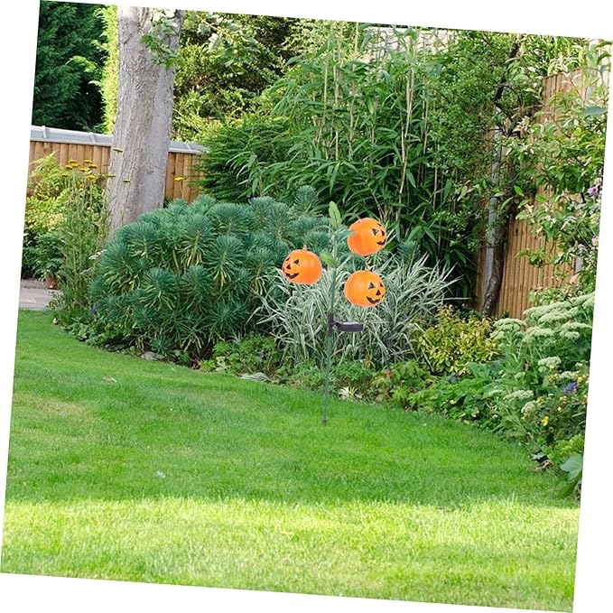 DOITOOL Ground Pumpkin LED Light Outdoor Halloween Lawn Lamp Plastic Garden Solar Lamp for Pathway Courtyard Decoration