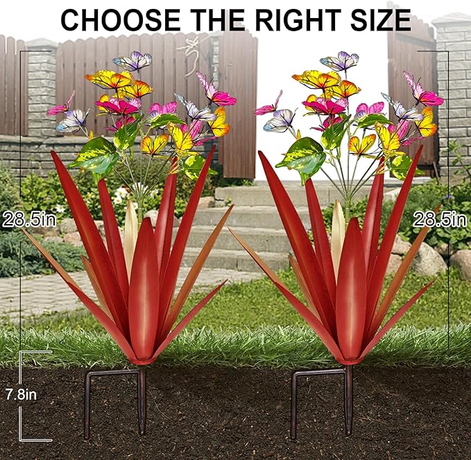 TOMBABY Garden Outdoor Butterfly Enlarge Thickened Wind Resistant Metal Agave Garden Art Metal Plant Country | Lumora