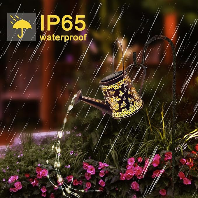 Solar Watering Can Outdoor Lights Garden Decor,Bee Hanging Lantern Waterproof Landscape Lights Outside Decoration | Lumora