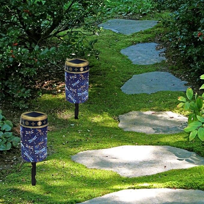 Dragonflies Solar Outdoor Pathway Lights Solar Powered Led Light Waterproof Solar Garden Light Decorative Book Light Outside Solar Ligths for Yard Path Walkway