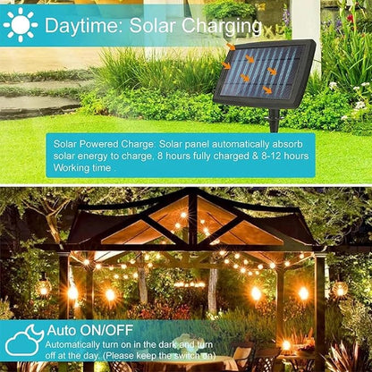 Solar LED Light Solar Lamp Solar Garden Lighting String Solar G40 Garland Street USB Rechargeable for Garden Decoration(Size:7.6M-25 Bulbs)