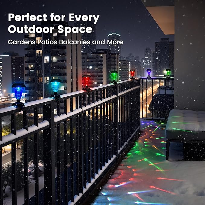 Solar Christmas Fence Lights Outdoor Decor, Waterproof Patio Lights with RGB Color Changing for Holiday & Halloween | Lumora