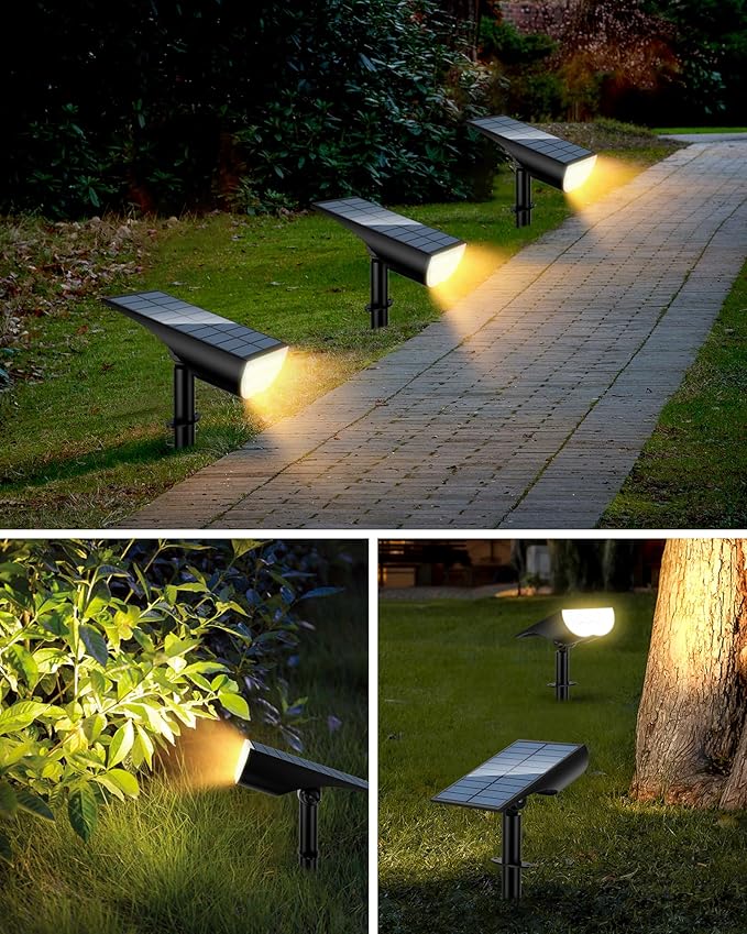 Solar Spot Lights Outdoor, Solar Lights Outdoor Waterproof IP65, 3 Brightness Modes Dusk to Dawn Landscape | Lumora