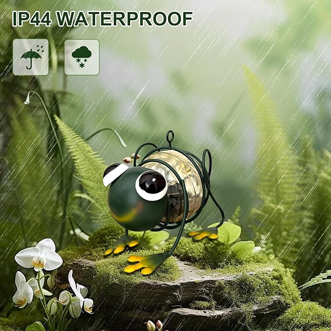 EVOLUX Solar Outdoor Frog Lights for Garden - Outdoor Statues Figurine Lights for Lawn, Patio, Balcony, Yard Ornament Cut Housewarming Gifts(1 pc)