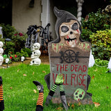 HUYIENO Solar Halloween Decoration Graveyard Tombstone Solar Garden Lights Resin Material for Halloween Party | Lumora