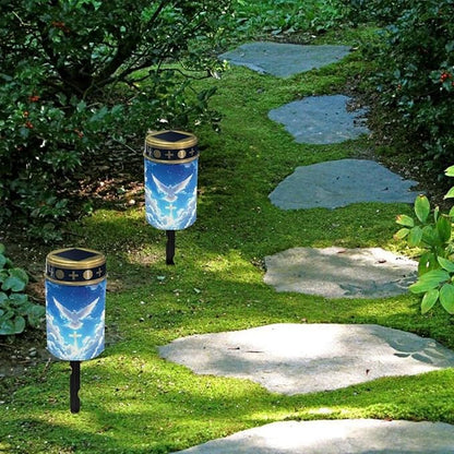 Solar Stake Lights White Bird Cross Memorial Cemetery Decorations Solar Powered Lights for Outside Patio Yard Pathway