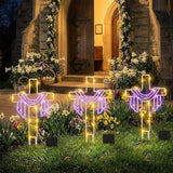 Retisee 3 Pack Easter Cross Solar Garden Lights Outdoor-12 Inch LED Lighted Cross Yard Stakes, Waterproof Solar | Lumora