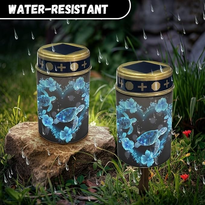 Turtle Floral Solar Pathway Lights Outdoor, LED Solar Lights for Outside Waterproof Landscape Path Garden Decorative Lights Solar Powered Lighting for Yard Patio Walkway Driveway Decor