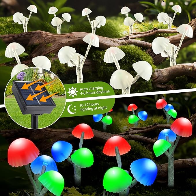 Solar Mushroom Lights for Outside Garden Decorations - 6PACKS 18LED 8 Lighting Modes Multi-color Mushrooms Decor with Housewarming Gifts,Solar Path Lights for Garden,Backyard,Fence,Home Decor