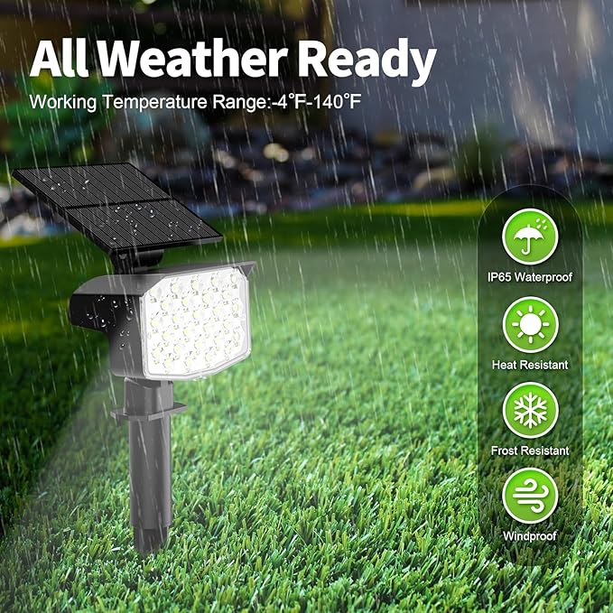 8 Pack Solar Spot Lights Outdoor, Waterproof IP65 Adjustable, 3 Lighting Modes Solar Powered Landscape Spotlights | Lumora