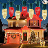 100 Feet Led Christmas Lights, Red and Warm White C9 Christmas String Lights Outdoor, 100 Strawberry Bulbs | Lumora