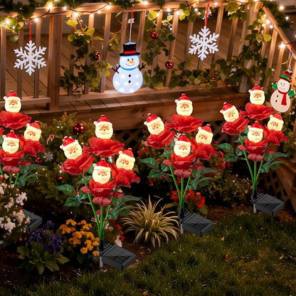 2 Packs Christmas Rose Solar Garden Light with Santa Claus, 27.4 Inches Garden Solar Light Outdoor for Christmas Decoration, Auto ON/Off, IP65 Waterproof, Suitable for Courtyard, Pond, Walkway
