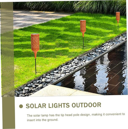 YARNOW Solar Garden Landscape Lamp Creative Iron Chrysanthemum Design Lightweight Led Solar Pathway Light for Outdoor Decoration Automatic Charging Night Illumination Orange