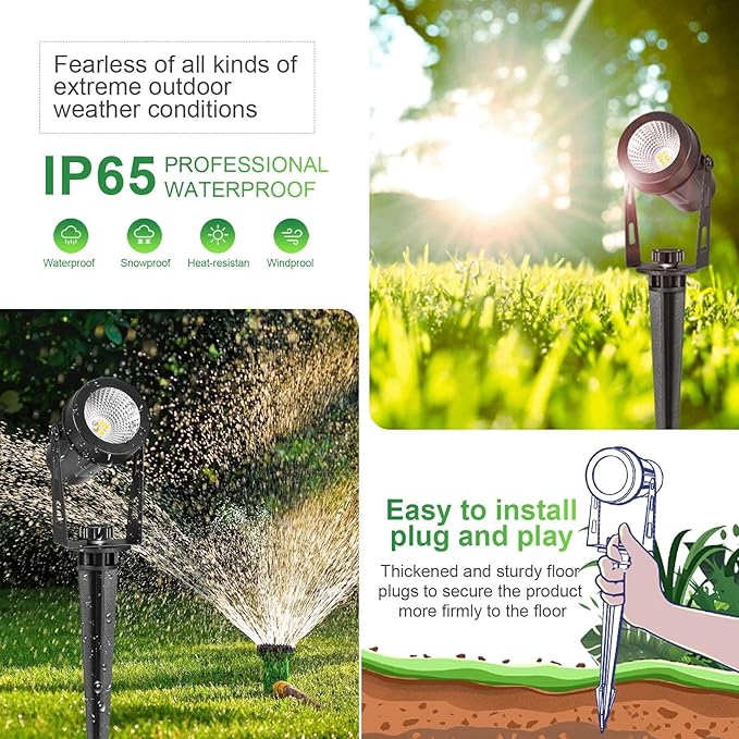 2 Pack Extendable Outdoor Landscape Lights, 12V Low Voltage Landscape Lighting IP65 Waterproof Plug-in Outdoor | Lumora
