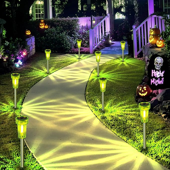 St. Patrick's Day Solar Pathway Lights Outdoor,Green Solar Lights LED Waterproof, St. Patrick's Day Decorations Solar Lights Auto Dusk-to-Dawn for Yard, Path, Garden, Walkway, Landscape 8 Pack
