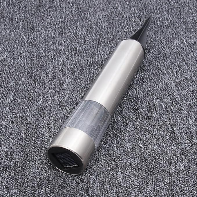4pcs Solar Garden Lawn Lights Stainless Steel Cylindrical Outdoor Landscape Pathway Lamps Solar Powered for Patio Yard