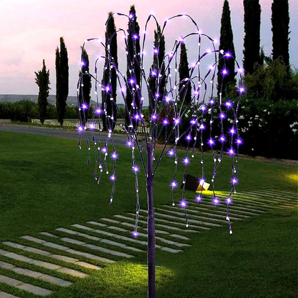 FUCHSUN 4.6 FT 200 LED Solar Lighted Willow Tree Outdoor, Light Up Weeping Willow Tree Garden Pathway Lights | Lumora