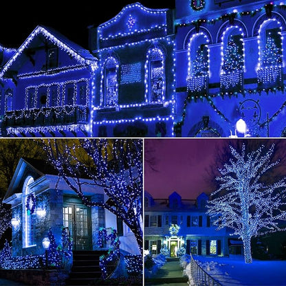 50 Count Blue Christmas Lights 25ft 5mm Blue String Lights, Outdoor & Indoor, Waterproof, Green Wire Mini String Lights, UL, IP:65