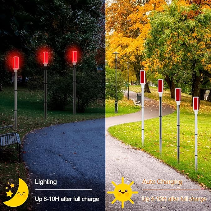 10 PCS Solar Powered Driveway Markers Reflective Red Landscape Reflectors Driveway Reflectors Solar Driveway Lights | Lumora
