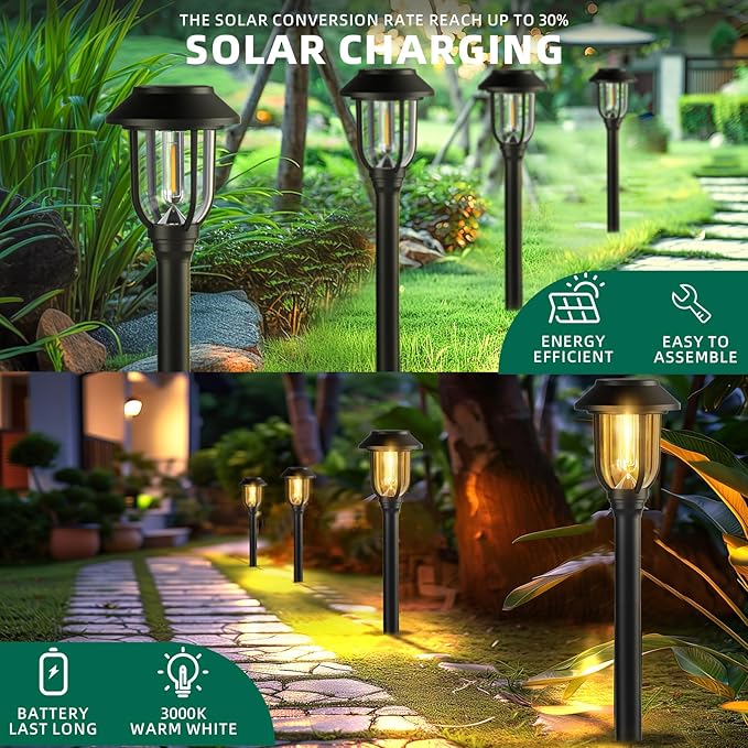 12 Pack Solar Pathway Lights Outdoor, Solar Lights Outdoor Waterproof Auto On/Off,Solar Garden Lights Solar | Lumora