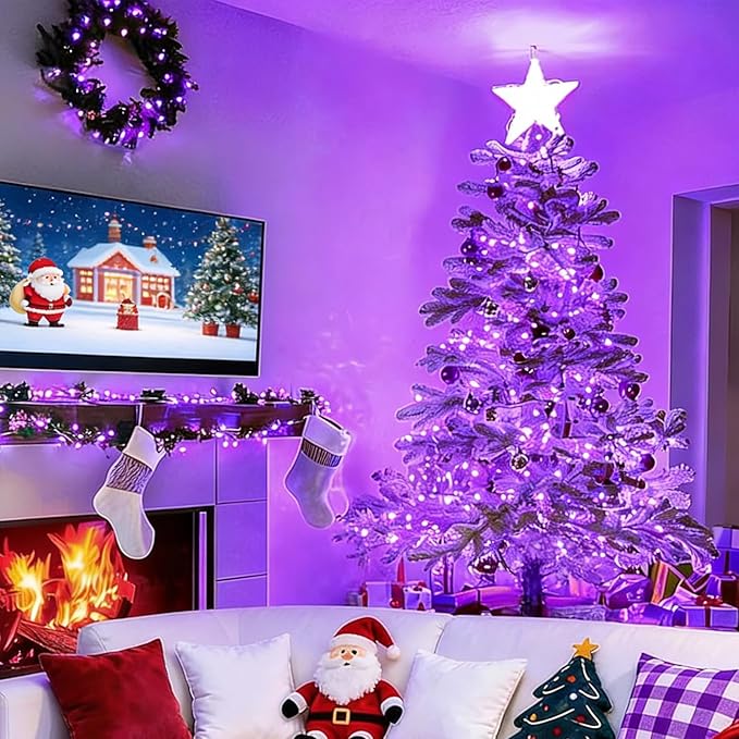 LAMPHOME Purple Christmas Lights Indoor Outdoor,19.6ft 100count Purple Lights for Christmas Tree, Deep-Violet | Lumora