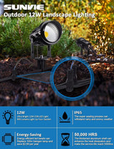 SUNVIE 12W Low Voltage LED Landscape Lights with Connectors, Outdoor 12V Super Warm White (900LM) Waterproof Garden | Lumora