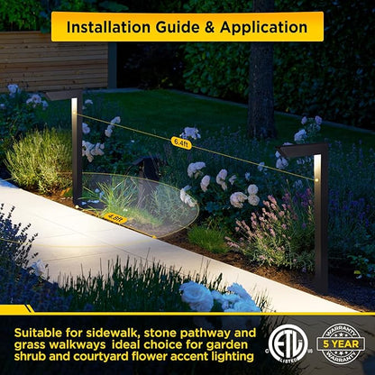 Gardencoin 3CCT LED Low Voltage Landscape Pathway Light, 12V Premium 3000K/4000K/5000K Selectable Path Lights Wired, Modern Walkway Lights Outdoor, Higher Housing with Larger Stake (19.71IN, 4pack)