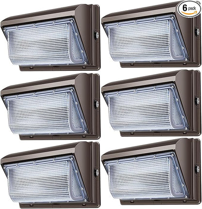 ledmo 120W LED Wall Pack Light - Size Update 6 Pack Dusk to Dawn Outdoor Lighting with Photocell Commercial Industrial Lights for Bay,Shop,Garage,Barn,Warehouse,Building,Yard 5000K