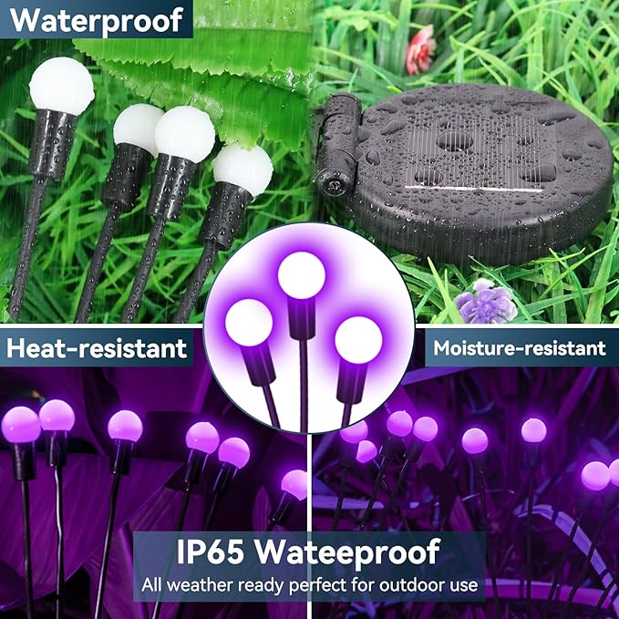 Solar Garden Lights Outdoor Waterproof, 2 Pack 16 LED Swaying Light Firefly Light Outdoor Decor Lights for Pathway | Lumora