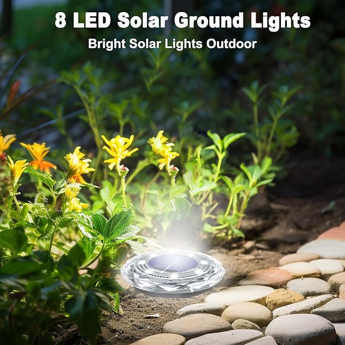 Solar Ground Light Outdoor 8 Pack Mini Solar Grounf Lights Waterproof Landscape Lighting Solar Powered Pathway | Lumora