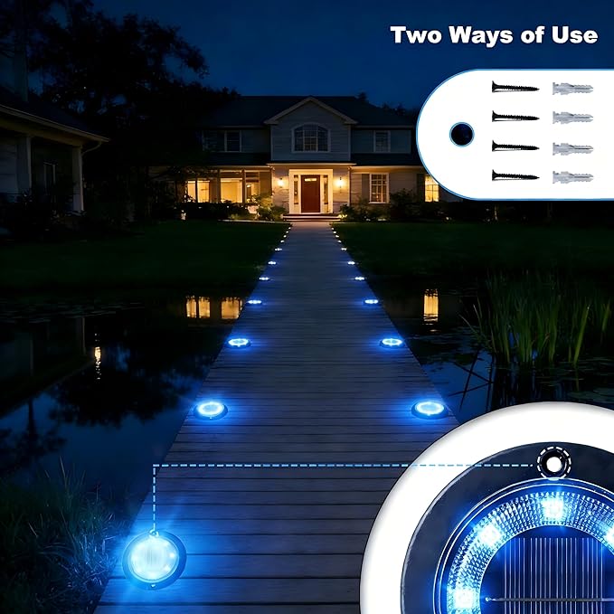 Flacchi Solar Lights Outdoor - Solar Powered Ground Lights Outdoor Solar Disk Light Waterproof Landscape Light for | Lumora