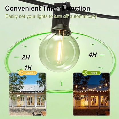 SUFEIMAS Outdoor String LED Patio Lights - 75Ft Outside Waterproof Light with Remote Dimmable 75 G40 Shatterproof Bulb Connectable Hanging Outdoor Lighting for Backyard Porch Party 12 inch Bulb Apart