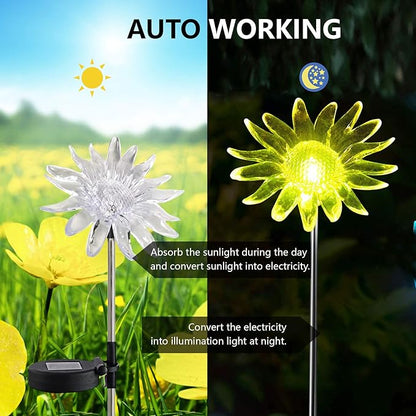 Outdoor Solar Garden Stake Lights 3 Pack- Color Changing LED Stake Lamp In-ground Landscaping Lights for Garden Patio Yard Lawn Pathway Flower Bed Decorations Figurine Lily Sun Flower and Dandelion