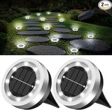 Mini Solar Ground Lights 2 Pack Outdoor IP65 Waterproof Solar Flat Garden Light Solor Powered Disc Pathway Lights | Lumora