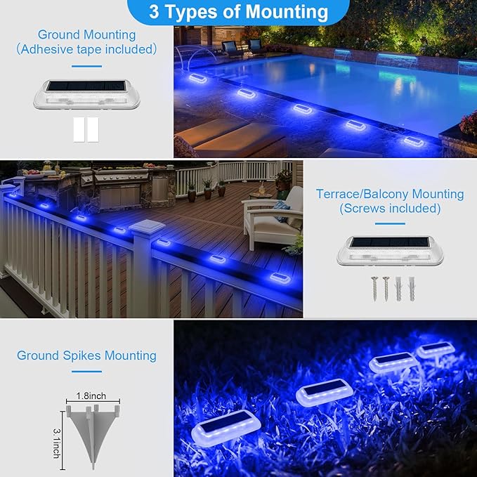T-SUN Solar Deck Lights Outdoor Waterproof, Deck Lights Solar Powered, Driveway Marker Light for Fence Front Door | Lumora