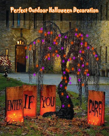 C7 Solar Powered LED Christmas String Lights 50 LED Waterproof Strawberry String Lights Green Wire Lights String for Outside Patio Wedding Party Decor (Orange&Purpl)