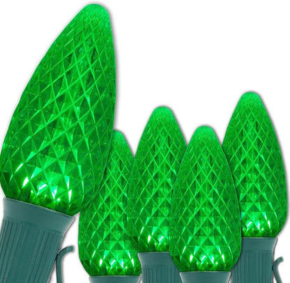Wintergreen Lighting 25 C9 OptiCore LED Commercial Outdoor Christmas Lights – Heavy Duty Christmas String Lights; Green Wire (25 ft, Green)