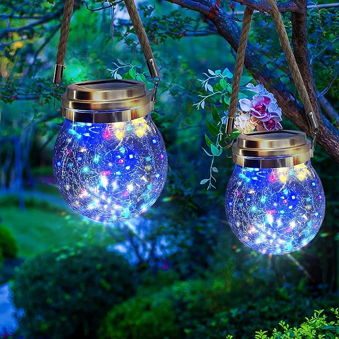 Hanging Outdoor Solar Lights,VGE 2 Pack 30LED Lanterns Decorative Outdoor Lights,Solar Powered Waterproof Landscape | Lumora