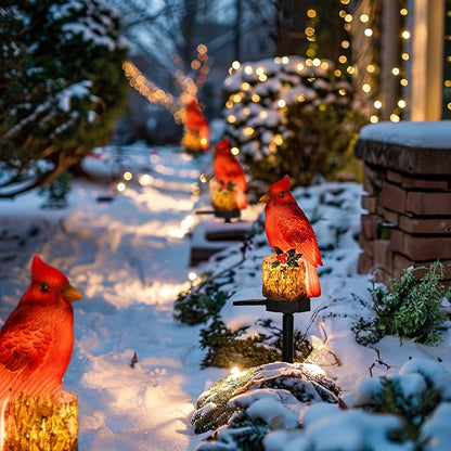 Dazzle Bright 2 Pack 22.5 in Cardinal Bird Solar Lights, Red Bird Solar Powered Lights Cardinal Garden Stake Light for Christmas Pathway Garden Lawn Yard Gifts Decoration