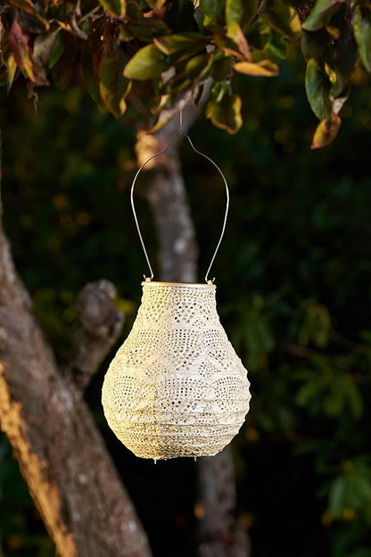 Allsop Soji Stella - Bulb - 8" Outdoor Solar Lantern - Pearl