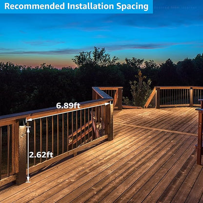 LEONLITE 3CCT Low Voltage LED Deck Light, 12-24V AC/DC Landscape Step Railing Fence Light, IP65 Waterproof, ETL Listed, IP65 Waterproof, Step Lights for Garden, Yard, Aluminium, Black, Pack of 4