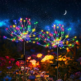 2 Pack Solar Firework Lights Outdoor - Verified 200 LED & 8 Modes - Starburst Solar Powered Garden Lights | Lumora