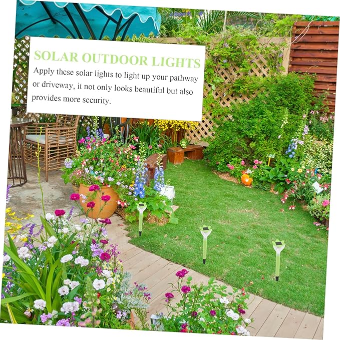 DOITOOL 6pcs Solar Flower Lights Led Garden Stakes for Outdoor Decoration Solar Pathway Lights for Lawn and Patio Easy Installation Design