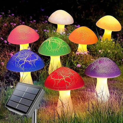 Solar Garden Decor Lights, Cracked Mushrooms for Garden Decor, 8 Colors Memory Function Simple Installation Waterproof Solar Pathway Light for Yard Decor Housewarming Gifts Multicolor