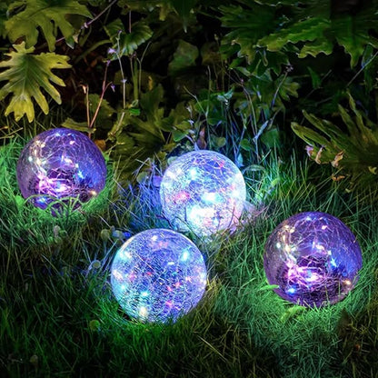 Solar Lights, Outdoor Waterproof, Spherical, Suitable for Yard, Terrace, Path, Lawn, Party, Garden, Landscape Lighting, Creative Birthday Gift, 2 Pack (5.5 Inch（Colored Light）)