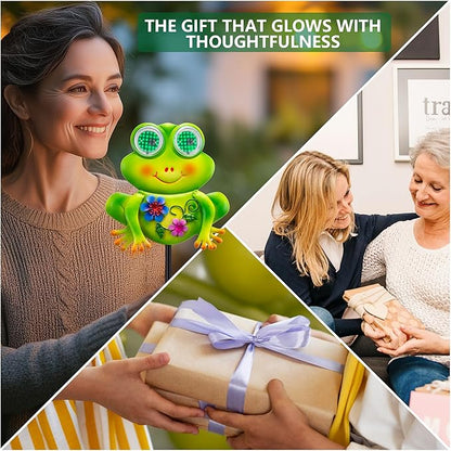 Solar Lights Outdoor Frog Garden Statues with Realistic Eye Movement for Outside Patio Front Porch Yard Balcony Lawn Decorations