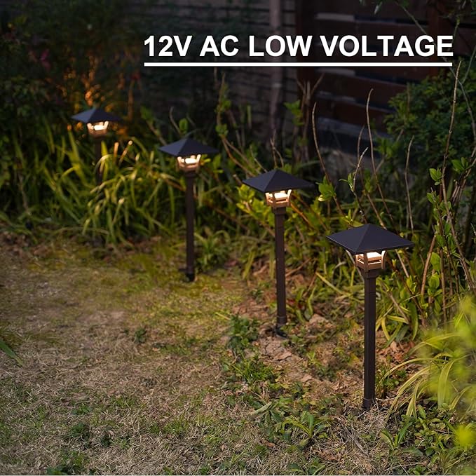 GOODSMANN Landscape Lighting Low Voltage Landscape Path Lights Oil Rubbed Bronze 4PK Path Lights Low Voltage 4W LED | Lumora