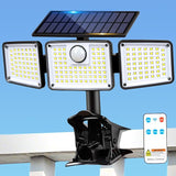 1500LM Clip On Solar Lights Outdoor, Motion Sensor Outdoor Lights with 270° Wide Angle & Remote Contral, 3 Heads | Lumora