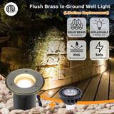 Gardenreet LED Well Lights Outdoor - Brass All Weather Electric Outdoor Inground Lighting, 12V LED Low Voltage | Lumora